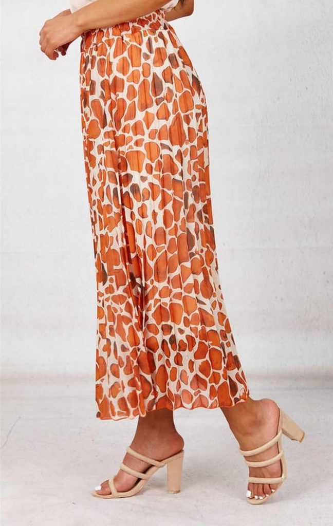 Print Pleat Maxi Skirt